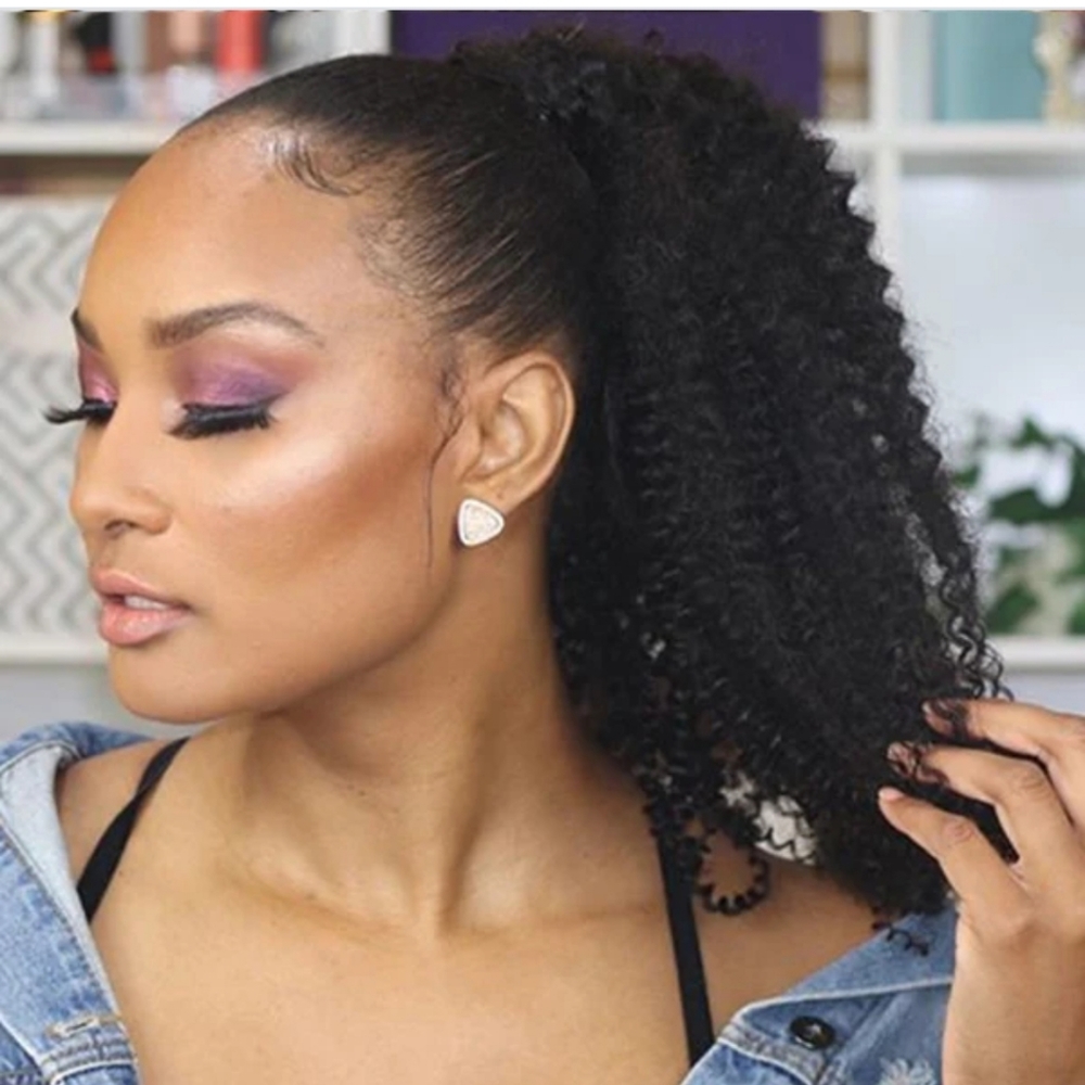 100 % Human Hair Sleek Ponytail Kinky Curly